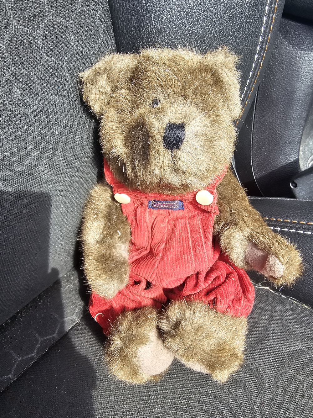 Boyds Bears Brown Teddy in Red Corduroy Overalls